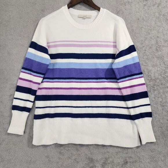 Loft XL Women's Striped Multi-Color Sweater Cotton Blend  JCT - Picture 1 of 7